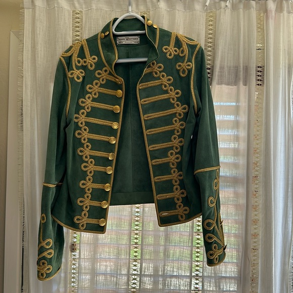Jessie Western Suede Military Jacket in Green - Picture 2 of 6